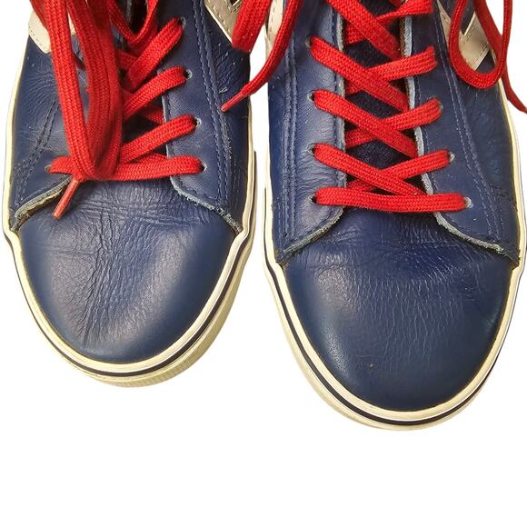 Converse Con Pro Leather Vulcanized Mid Shoes Blue Red Brown Size Mens 8 W 9.5 - Picture 5 of 14